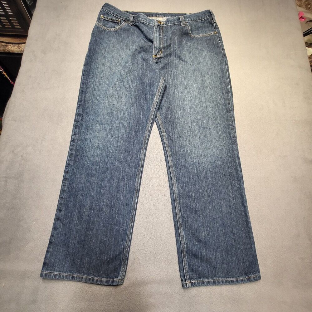 Carhartt Jeans Mens 40x29 Blue Relaxed Fit Straight Leg Distressed Denim